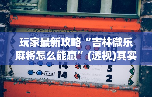 玩家最新攻略“吉林微乐麻将怎么能赢”(透视)其实确实有挂