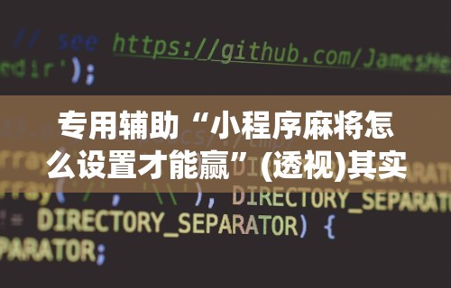 专用辅助“小程序麻将怎么设置才能赢”(透视)其实真的有挂
