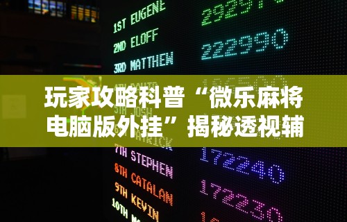 玩家攻略科普“微乐麻将电脑版外挂”揭秘透视辅助万能挂用法