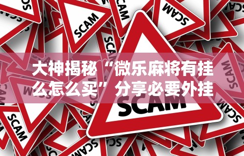 大神揭秘“微乐麻将有挂么怎么买”分享必要外挂教程