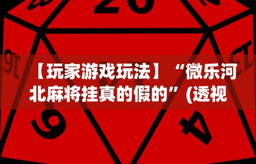 【玩家游戏玩法】“微乐河北麻将挂真的假的”(透视挂)辅助透视教程
