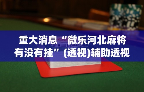 重大消息“微乐河北麻将有没有挂	”(透视)辅助透视教程