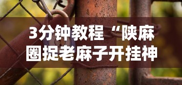 3分钟教程“陕麻圈捉老麻子开挂神器”真的有挂